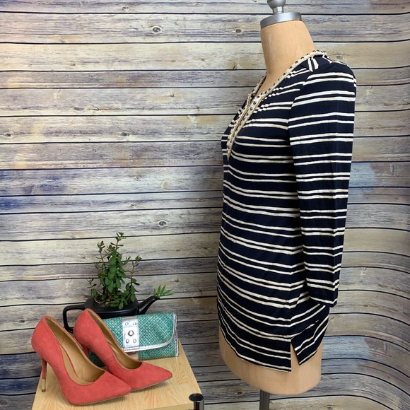 Tory Burch Evan Embellished Striped Silk-Jersey - Picture 2 of 8